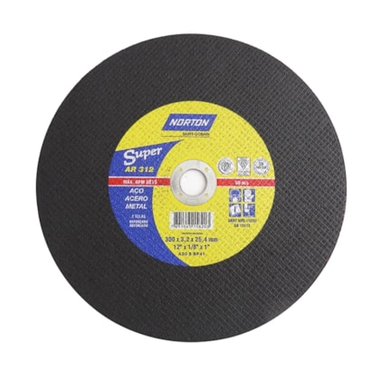 Disco de Corte para Metais AR312 Super 300 x 3,2 x25,04mm Norton