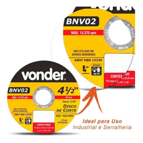 Disco de Corte para Metal e Inox 115 x 1 x 22,23mm Vonder-3c7bd2f7-e73a-402b-9815-9c922a238e72