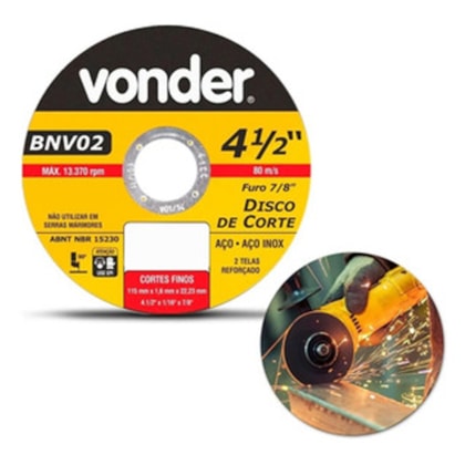 Disco de Corte para Metal e Inox 115 x 1 x 22,23mm Vonder-0074e174-4d9d-4cab-847e-cfa778ee309a