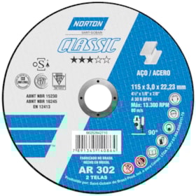 Disco de Corte para Serralheiro 115,3x3,0x22,23mm Norton
