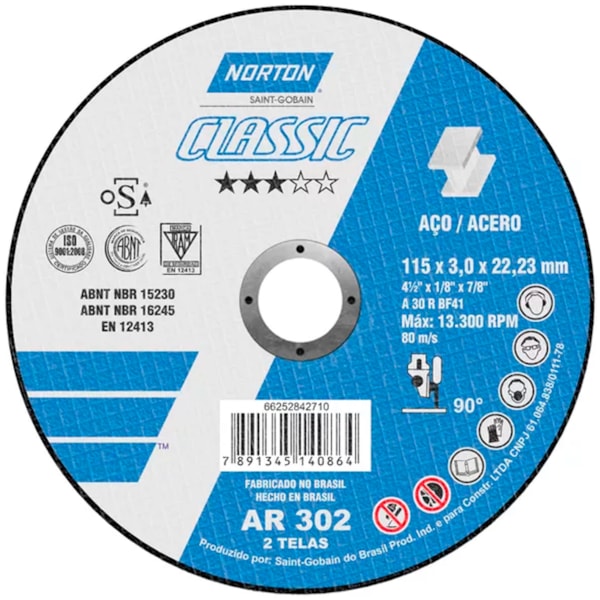 Disco de Corte para Serralheiro 115,3x3,0x22,23mm Norton-9f0af752-1a58-41e1-8653-a964b7acc790
