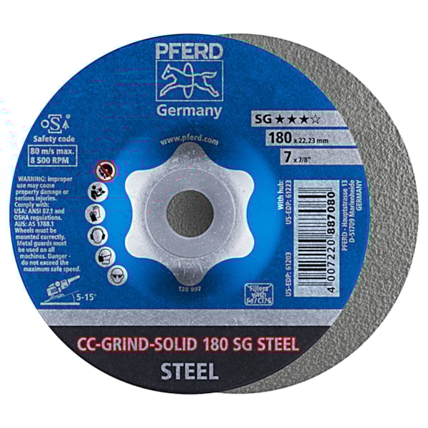 Disco de Desbaste 7 Pol para Aço CC Grind Solid 64185180 Pferd-5d34b3dd-49c1-4e5a-98f1-872cd0577c50