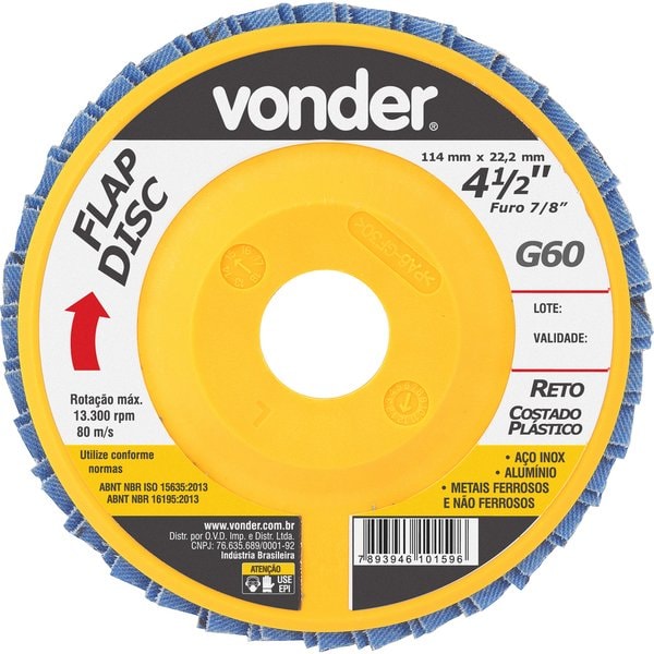 Disco de Desbaste Acabamento FLAP DISC 4 1/2 G 60 1224412060 Vonder-904e73ba-4832-438c-a956-8562c7df3893