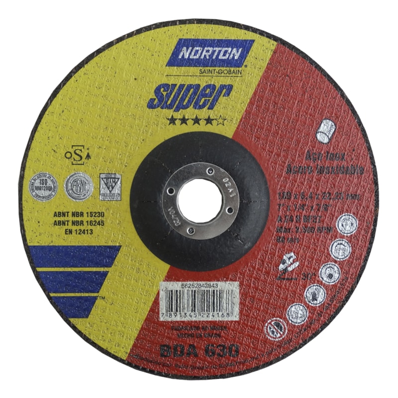 Disco De Desbaste 7 X 1 4 X 7 8 Disco de Desbaste para Inox 7 x 1.4 x 7.8 Pol Norton - Ultra Maquinas