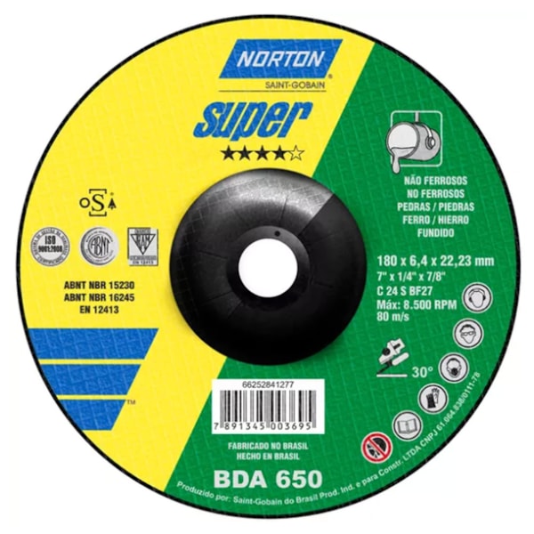 Disco de Desbaste para Não Ferrosos 180x6,4x22,23mm Norton-f56ddc91-6d0d-4764-8b3a-dee53e244e48