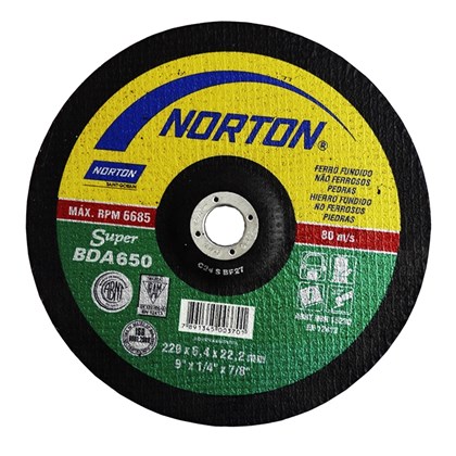 Disco de Desbaste Para Não Ferrosos 229x6,4x22,2mm Norton