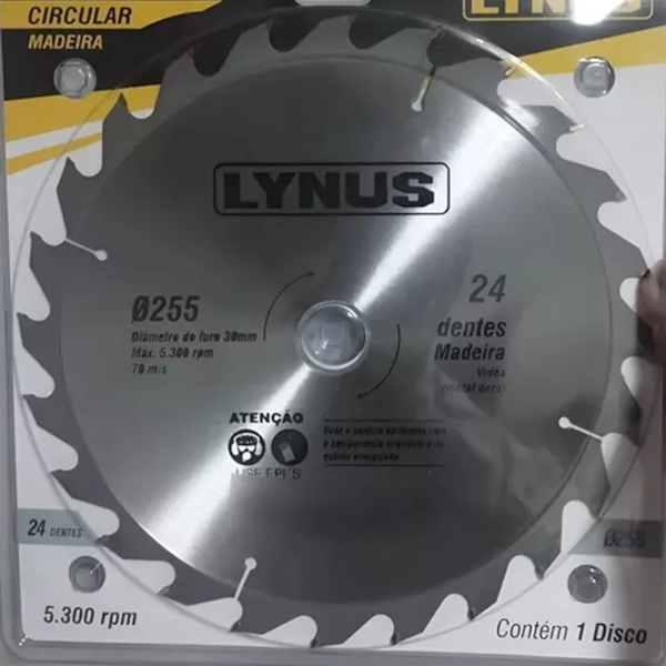 Disco de serra 255MM X 30C/24 dentes LSML-255-24D Lynus-789937d4-62be-45a3-b99f-1a89107fac6e