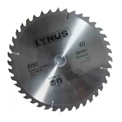 Disco de serra aluminio 255MM X 30C com 40 dentes LSAL-255-40D Lynus