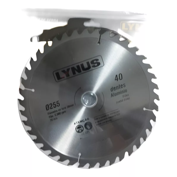 Disco de serra aluminio 255MM X 30C com 40 dentes LSAL-255-40D Lynus-3aa32776-9f87-491b-aeb8-b1caea39df4c