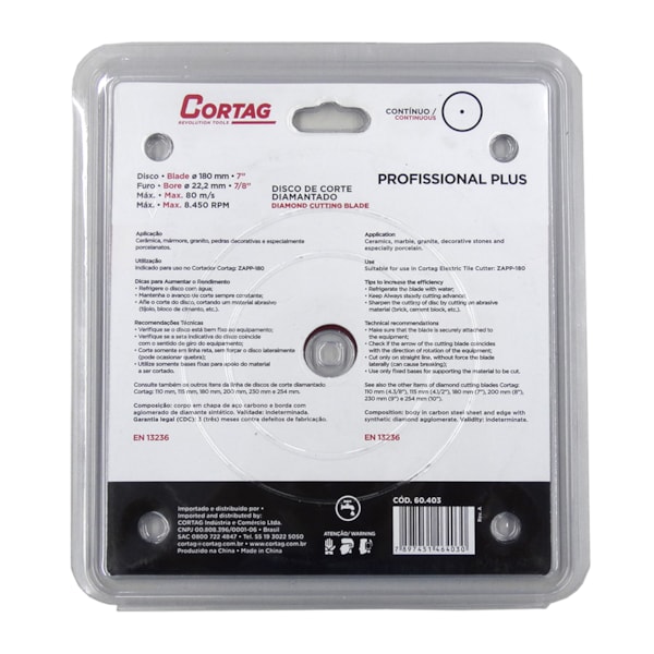Disco Diamantado Continuo 180x22,2mm Cortag-78a2ed93-2105-49b8-9c47-c6fa4933da7c