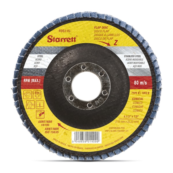 Disco Flap 115x22,23mm Grão 120 Starrett-6f0eae0a-d9e0-48ea-bb32-6f06943f82b0