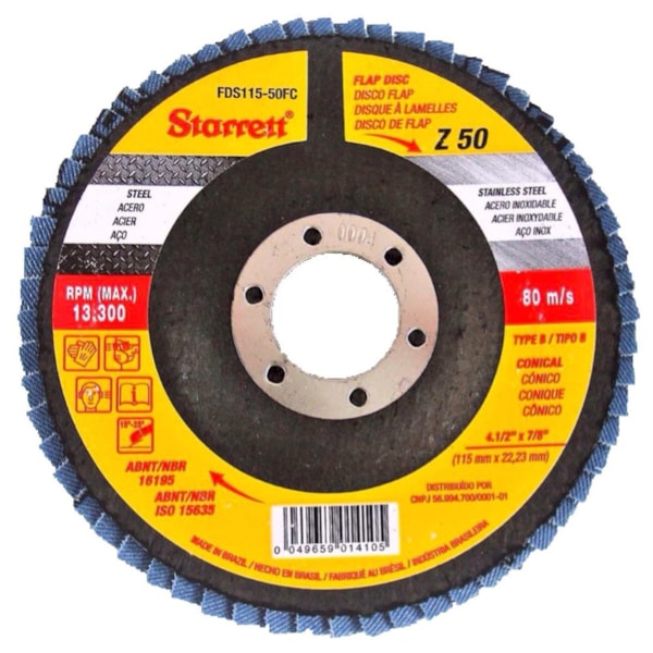 Disco Flap Fibra de Vidro Cônico 115x22mm Gr50 Starrett-2bca87eb-d037-47ce-a885-3eee2bfdec7c