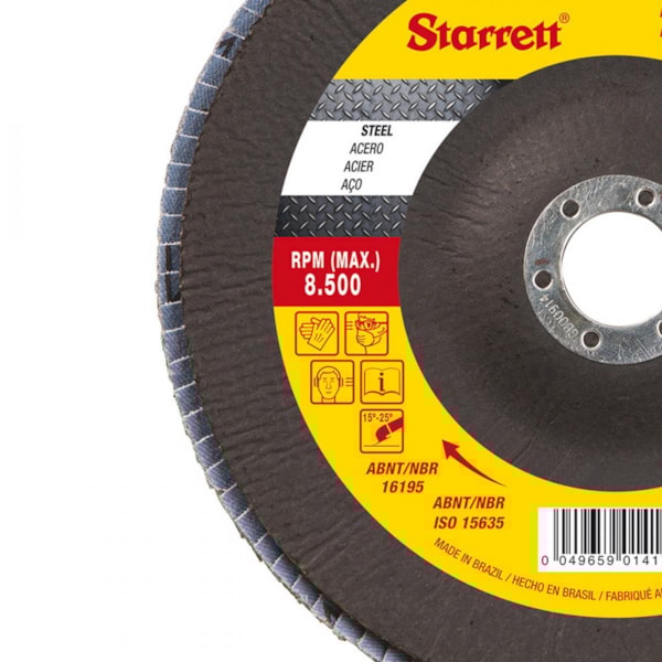 Disco Flap Fibra de Vidro Cônico 180x22mm Gr40 Starrett-19b6e48d-3c18-4430-a65a-030234033230