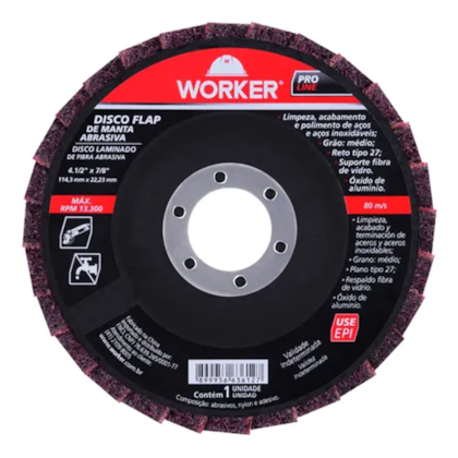 Disco Flap G60 114mm Manta Abrasiva - 199450 Worker -b6534800-8baa-424d-be93-a0df54e7e1ad