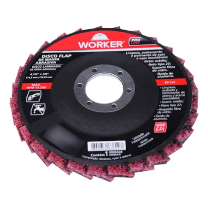 Disco Flap G60 114mm Manta Abrasiva - 199450 Worker -a6e66263-0a44-4fce-a621-f5d9e58c5d12