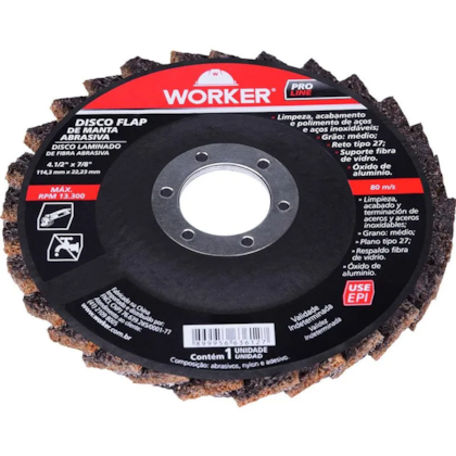 Disco Flap Manta Abrasiva G40 114mm - 199442 Worker -0256786e-42f3-4235-92ac-a7cdfd9afdb5