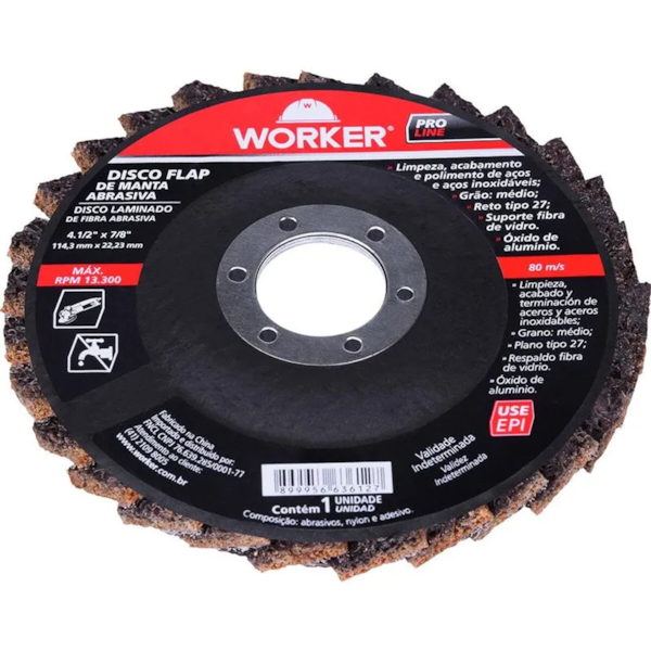 Disco Flap Manta Abrasiva G40 114mm - 199442 Worker -adfd5964-8e99-42e8-8cca-4532777d23ab