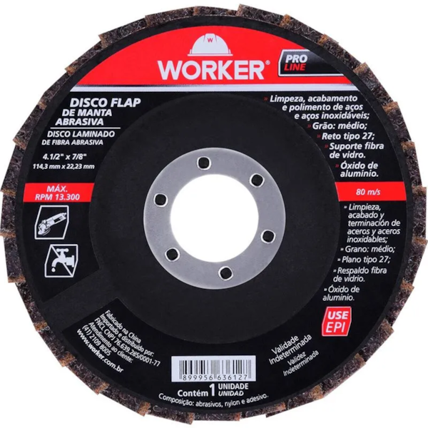 Disco Flap Manta Abrasiva G40 114mm - 199442 Worker -8508a285-1bb8-42f3-ac9e-999895e72d62
