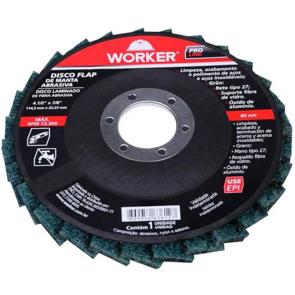 Disco Flap Manta Abrasiva Grão 80 - 199469 Worker -40f4157b-c04b-4be2-a08d-23a8f2f196f2