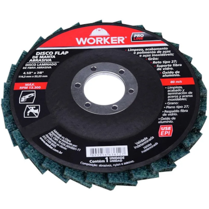 Disco Flap Manta Abrasiva Grão 80 - 199469 Worker -52f7a709-fd54-49f6-8a01-57d2195541eb