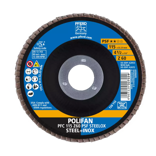 Disco Lamelar Flap Polifan PSF 115mm x 22mm GR60 Plast Steelox 67766115 Pferd-4e7ef6dd-123a-420c-8059-8c74a3394901