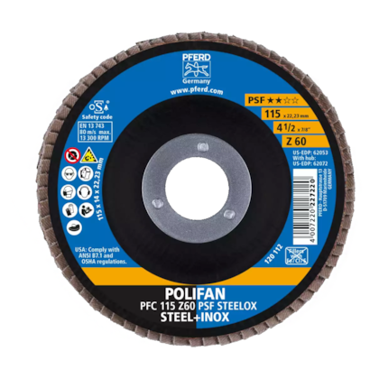 Disco Lamelar Flap Polifan PSF 115mm x 22mm GR60 Plast Steelox 67766115 Pferd-289bde95-9d6f-4bb7-ad81-274a7bb8b1ce