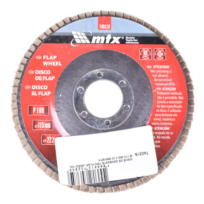 Disco Lixa Flap 115mm x 22mm GR100 MTX