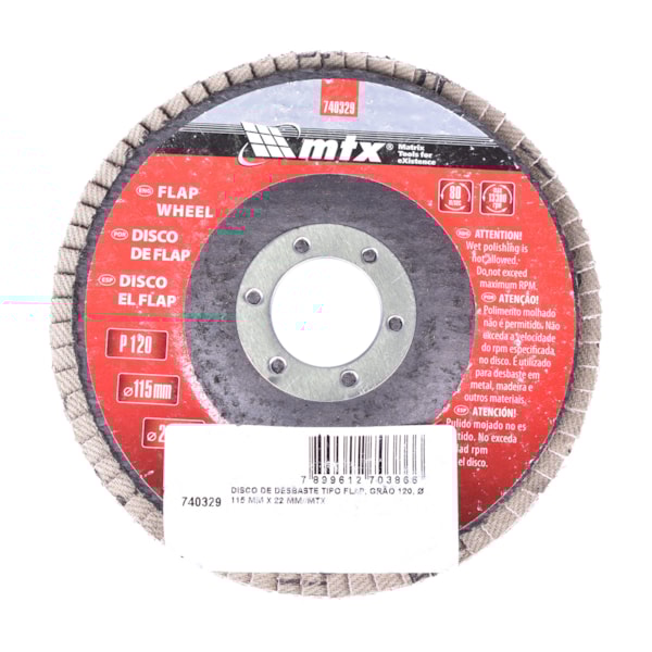 Disco Lixa Flap 115mm x 22mm GR120 MTX-2504bfbf-dfdc-4019-a5f0-b46911eb5ae2