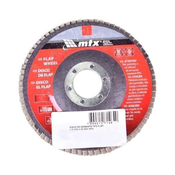 Disco Lixa Flap 115mm x 22mm GR60 MTX-14609cc2-e39a-40a2-9488-f5b60701279f