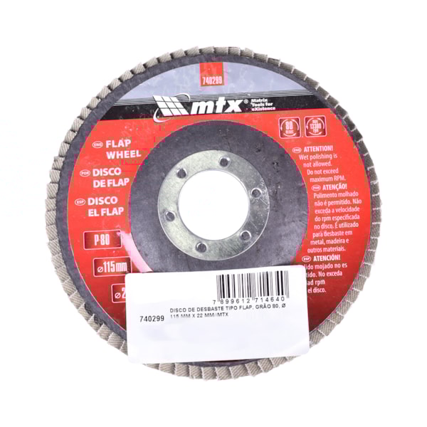 Disco Lixa Flap 115mm x 22mm GR80 MTX-09ac4644-dbc3-4208-8ba4-9f0a3e3550a7