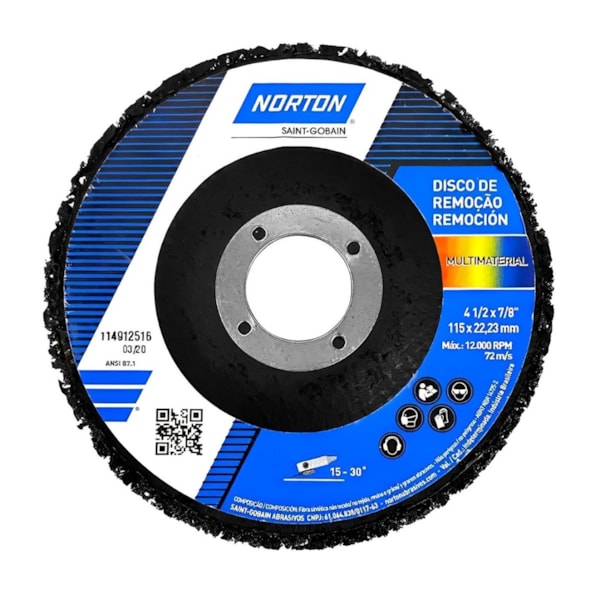 Disco Removedor Multimaterial Strip Disc 115 x 22mm P/ Tinta e Ferrugem 78072712985 Norton-fb268164-ebef-4b70-a0a2-4f495eb935bf