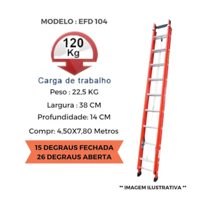 Escada de Fibra Vidro Extensível 4,50x7,80 EFD104 Escafort-0eb71a3e-b886-4a1e-bcf1-eb05d8ea096c