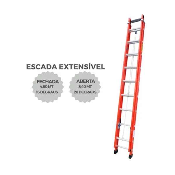 Escada de Fibra Vidro Extensível 4.80x8.40 EFD105 Escafort-e9b4adc4-44aa-4fce-a396-cf7f2150ff00