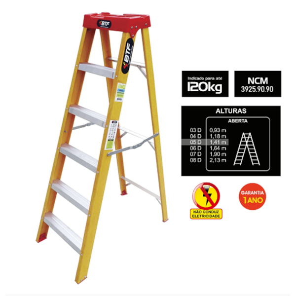 Escada Tesoura Prática Isolante em Fibra de Vidro 5 Dgs EFP5909 Botafogo-863bf7f6-969d-4618-b4ef-df9c566c06ef