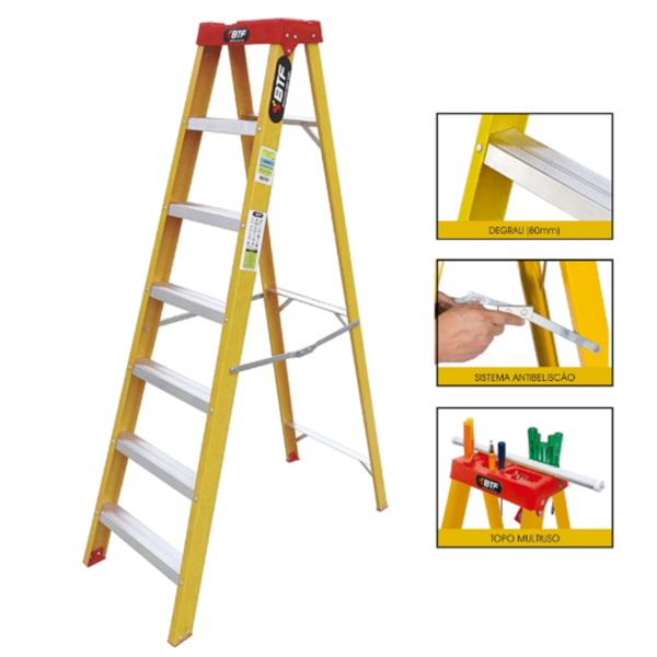Escada Tesoura Prática Suporta 120Kg Isolante em Fibra de Vidro 6 Degraus EFP9901 Botafogo-8fb85338-4aaa-4f4c-a8f0-118073cb1597