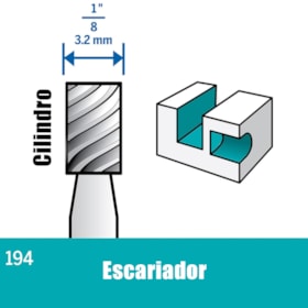 Escariador HSS 194 Paralela 1/8 Pol. com 2 Unidades 26150194AC Dremel 