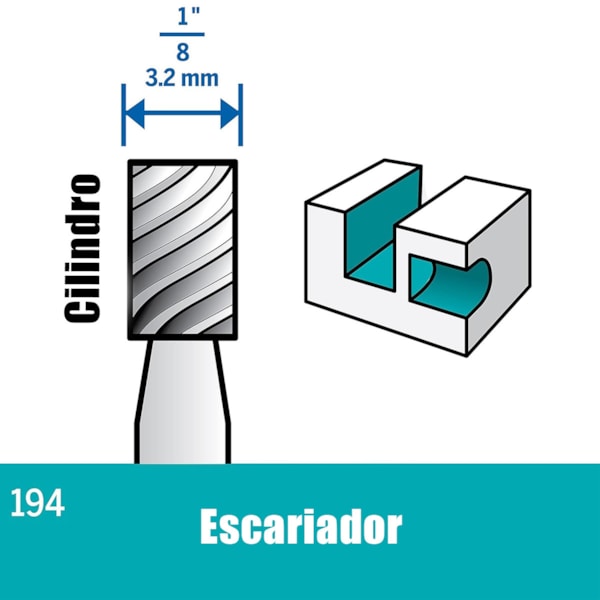 Escariador HSS 194 Paralela 1/8 Pol. com 2 Unidades 26150194AC Dremel -56e47575-f9e3-42fb-8bdc-9b5639556f05