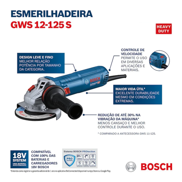 Esmerilhadeira Angular 5 125mm 1200W GWS 220V 12-125 S Bosch  -e9fcccb4-1fa3-4d16-850c-eb8f3732fc65