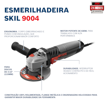 Esmerilhadeira Angular 830W 9004 Com 5 Discos Skil -c202e851-7f5d-413a-b6ba-73e0980901f0