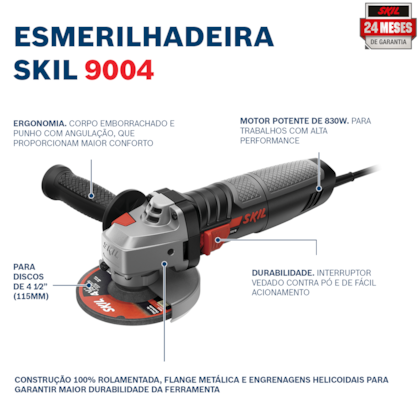 Esmerilhadeira Angular 830W 9004 Com 5 Discos Skil 