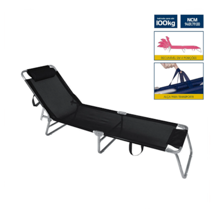 Espreguiçadeira Preta em Alumínio CAD0718 Botafogo-6688c150-1bff-47d1-a606-1dcce2108ecd