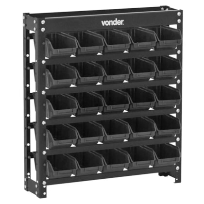 Estante Metálica Gaveteiros Modelo Prático Preto 25/3 6127025571 Vonder