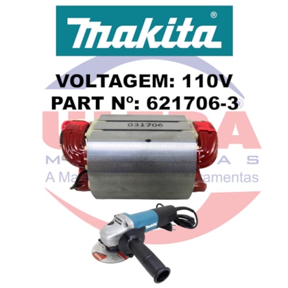 Estator Para Esmerilhadeira Angular 110V 9557HNG Ref. 621706-3 Makita-64ebd9dd-36ce-46a1-8228-06ab807e059a