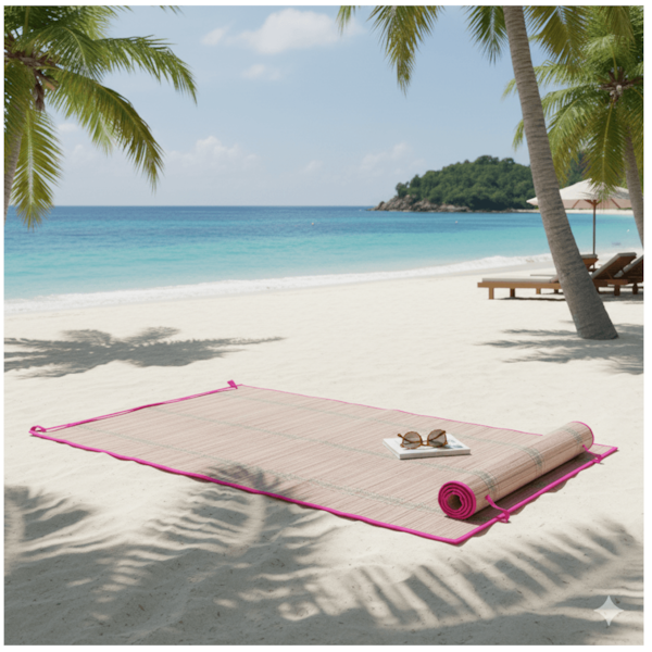 Esteira de Praia 1,80x90cm Palha Natural Cores Sortidas Bel-70e04752-f393-4d16-abd4-7f1efcd3302d