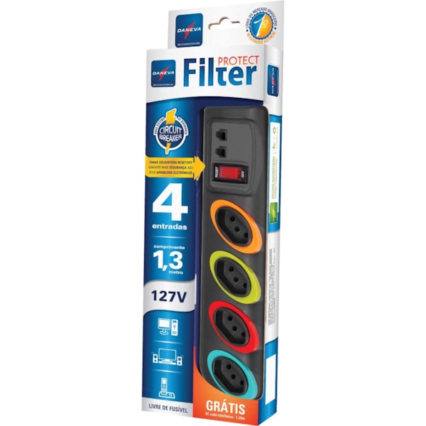 Extensão Filtro de Linha Protect Filter 110v Daneva-131e39a1-58e7-435e-8219-3273d63da38e