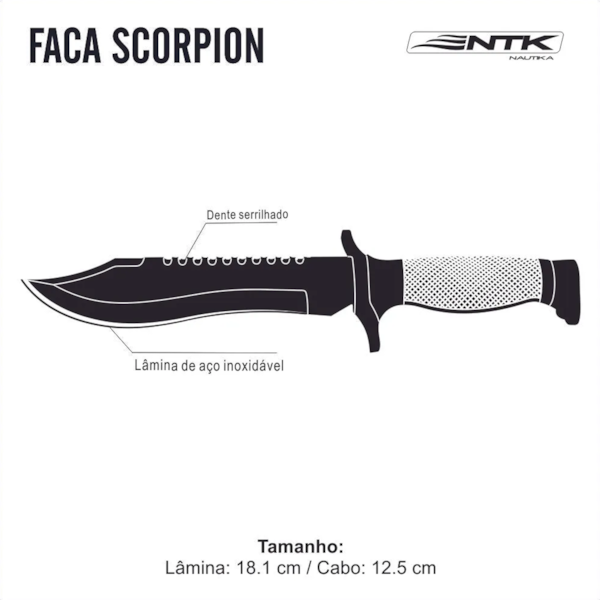 Faca Tática Scorpion Tipo Turca em Aço Camping Pesca 321140 Nautika-982bb4c2-c71a-4358-beb3-8d81624ecb44