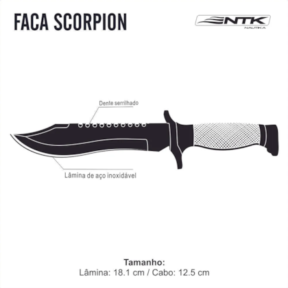 Faca Tática Scorpion Tipo Turca em Aço Camping Pesca 321140 Nautika-50969e16-fe37-479e-87bf-7affc246a022