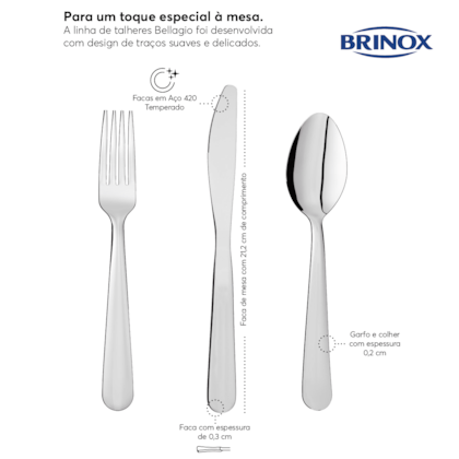 Faqueiro Bellagio Inox 24 Pçs 5103/102 Brinox-9a655609-0954-4689-8dec-1b057e95a020