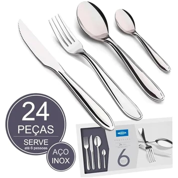 Faqueiro Brinox Lyon 24 Peças Inox 5101/102 BRINOX-abb2bb77-a70d-41f0-b711-5145de4a62cf