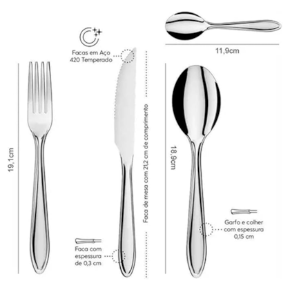 Faqueiro Brinox Lyon 24 Peças Inox 5101/102 BRINOX-bdedb71f-face-4a71-8bc8-30aaae48cadc